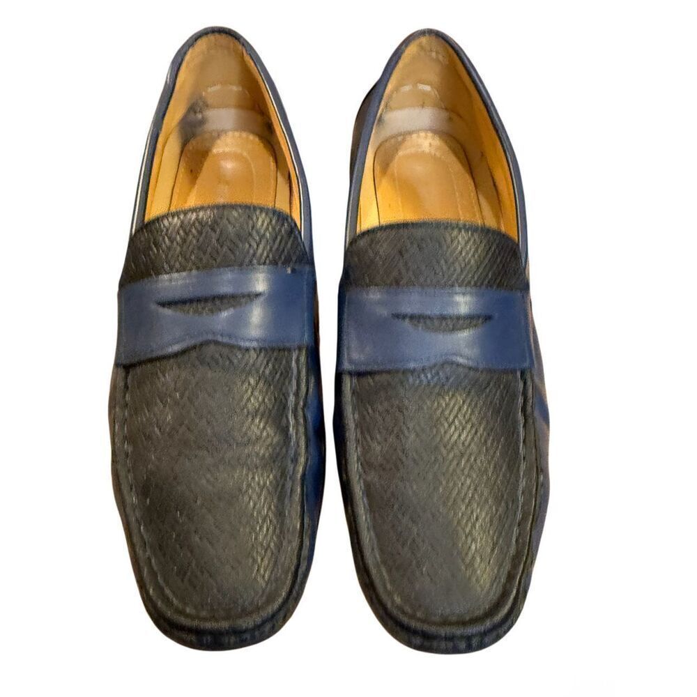 Andrew Fezza Slip-On Loafer Driver Shoes Navy/Black Sz. 9.5 Dress Preppy